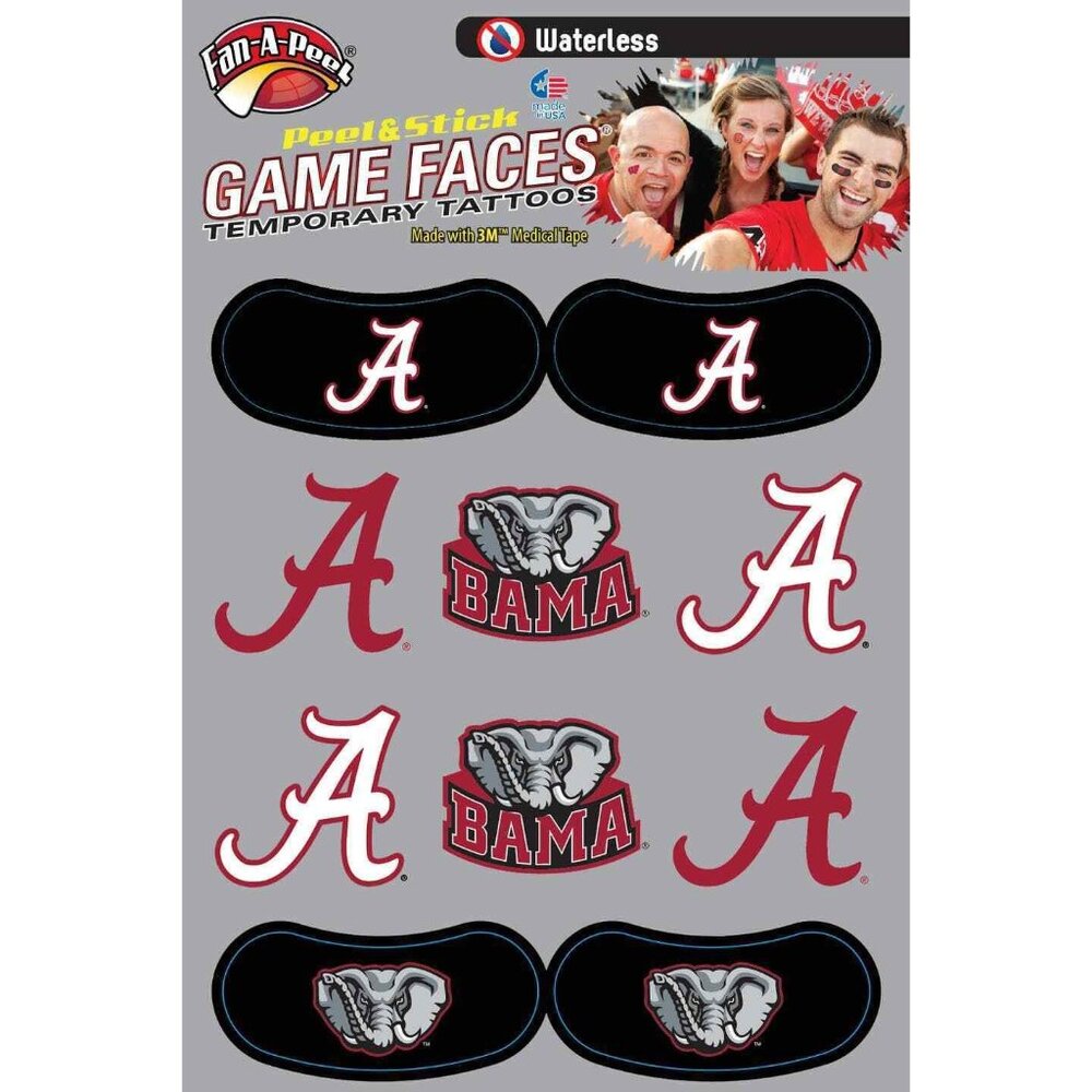 Fan-A-Peel Alabama NCAA Waterless Peel and Stick Temporary Tattoos